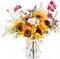 Artificial Faux Flowers in Vase for Home, Sunflower Silk Daisy Bouquet, Fake Flower Arrangement with Pot for Fall & Spring Décor, Coffee Table, Dining Room & Kitchen Centerpieces